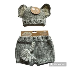 Infant knitted Elephant Set 3-6 months/ 0-3 months